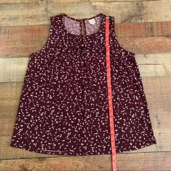Kaileigh womens maroon with white dots sleeveless tank top blouse - L - Picture 3 of 7